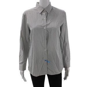 Dries Van Noten, Women Black Cotton Striped Button-Up Shirt Size 40
